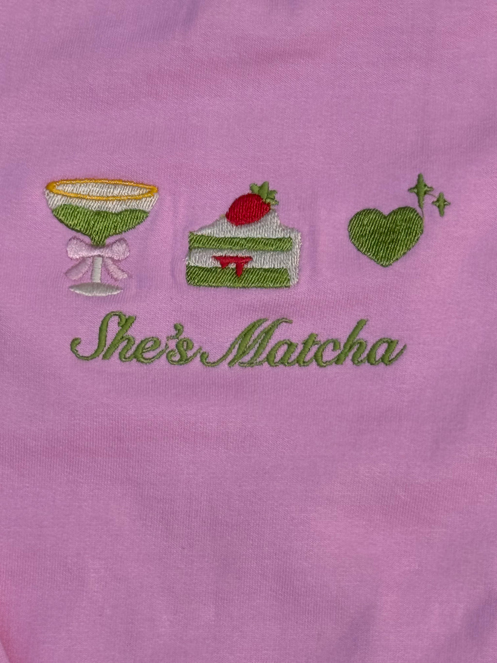 She's Matcha Embroidered Sweatshirt