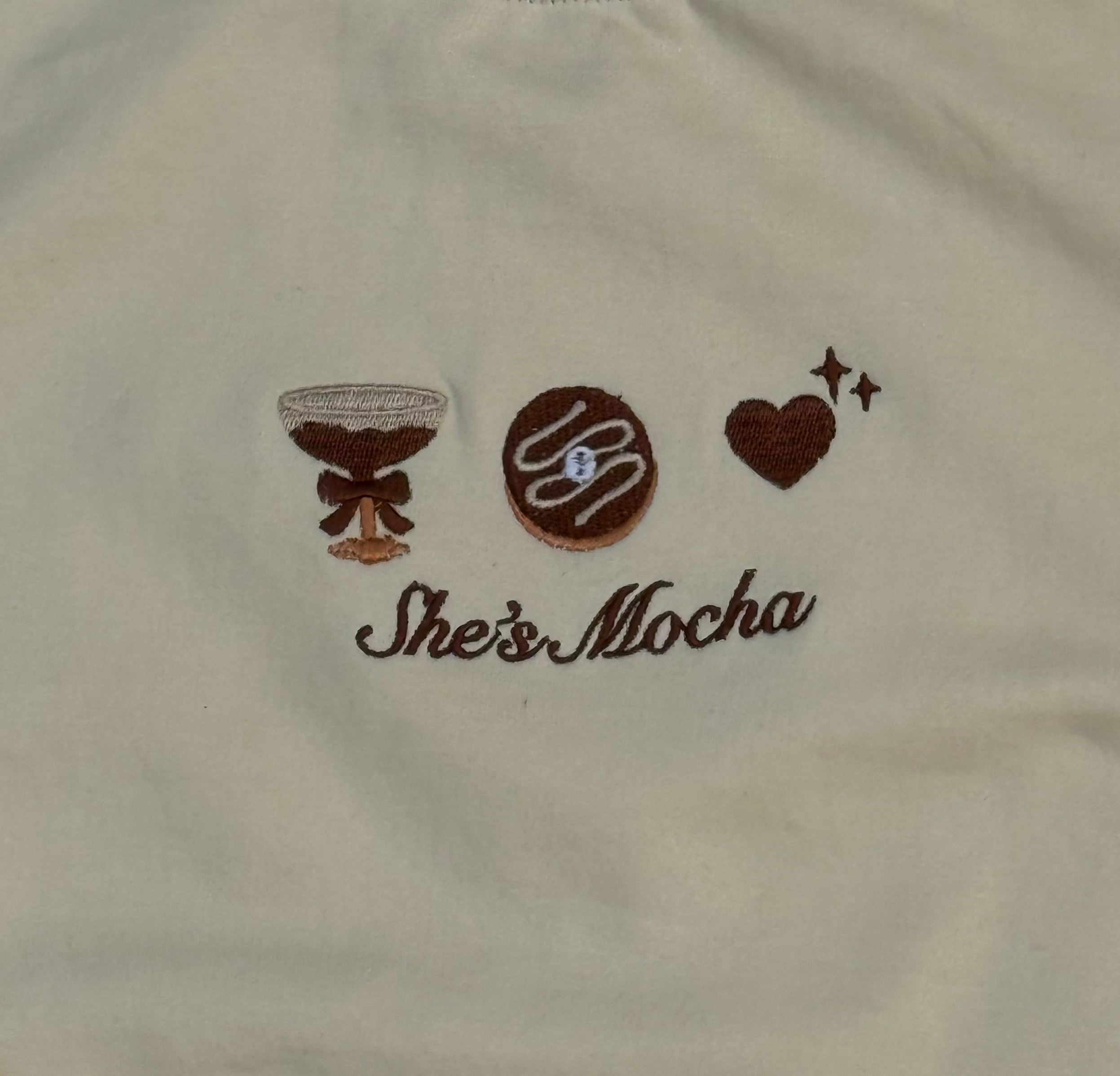 She's Mocha Embroidered Sweatshirt