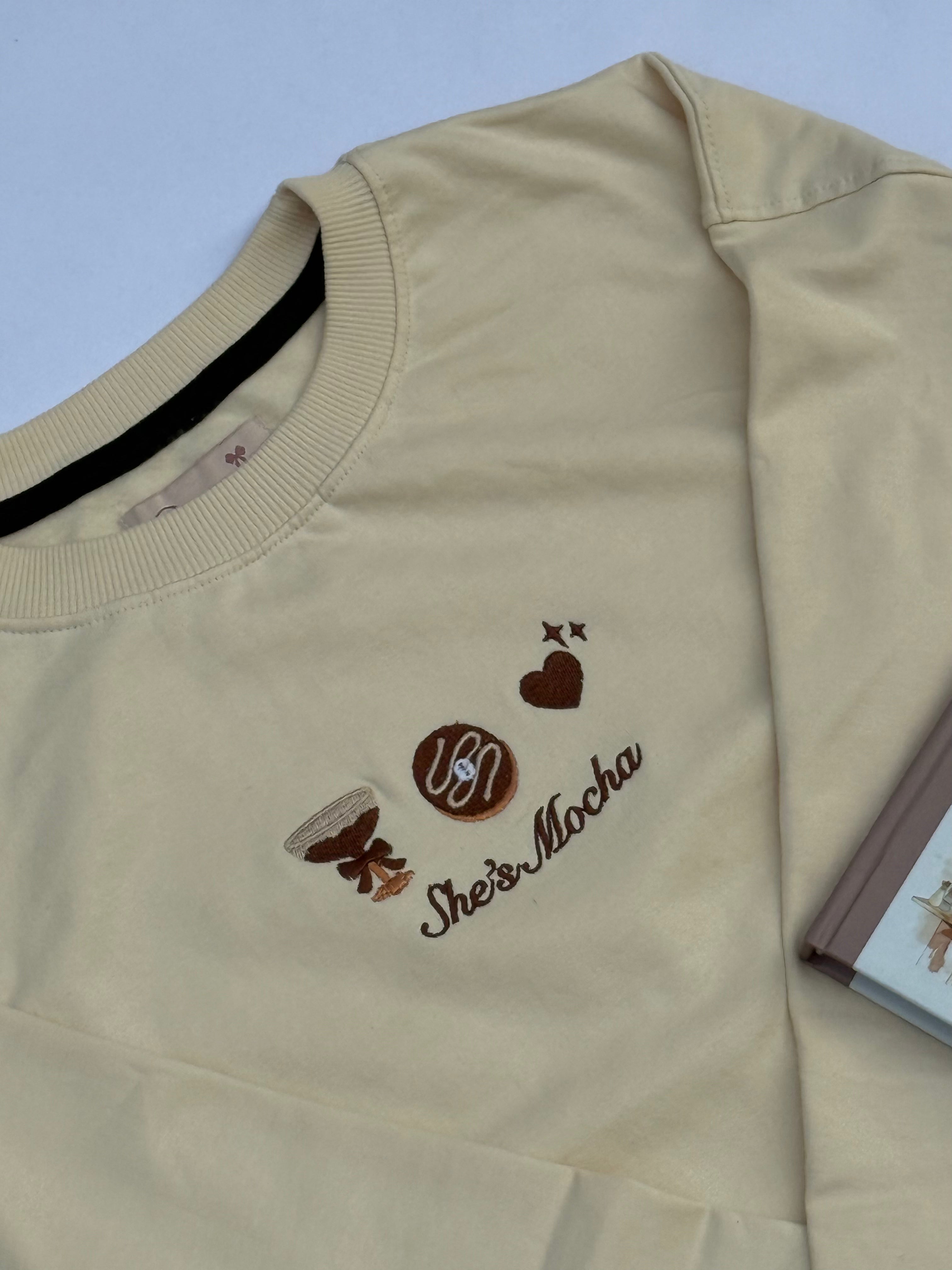 She's Mocha Embroidered Sweatshirt