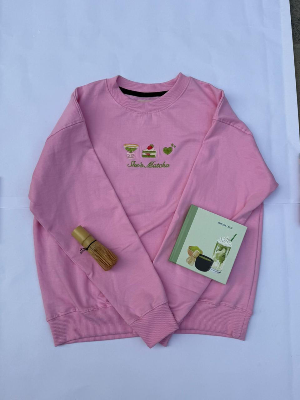 She's Matcha Embroidered Sweatshirt