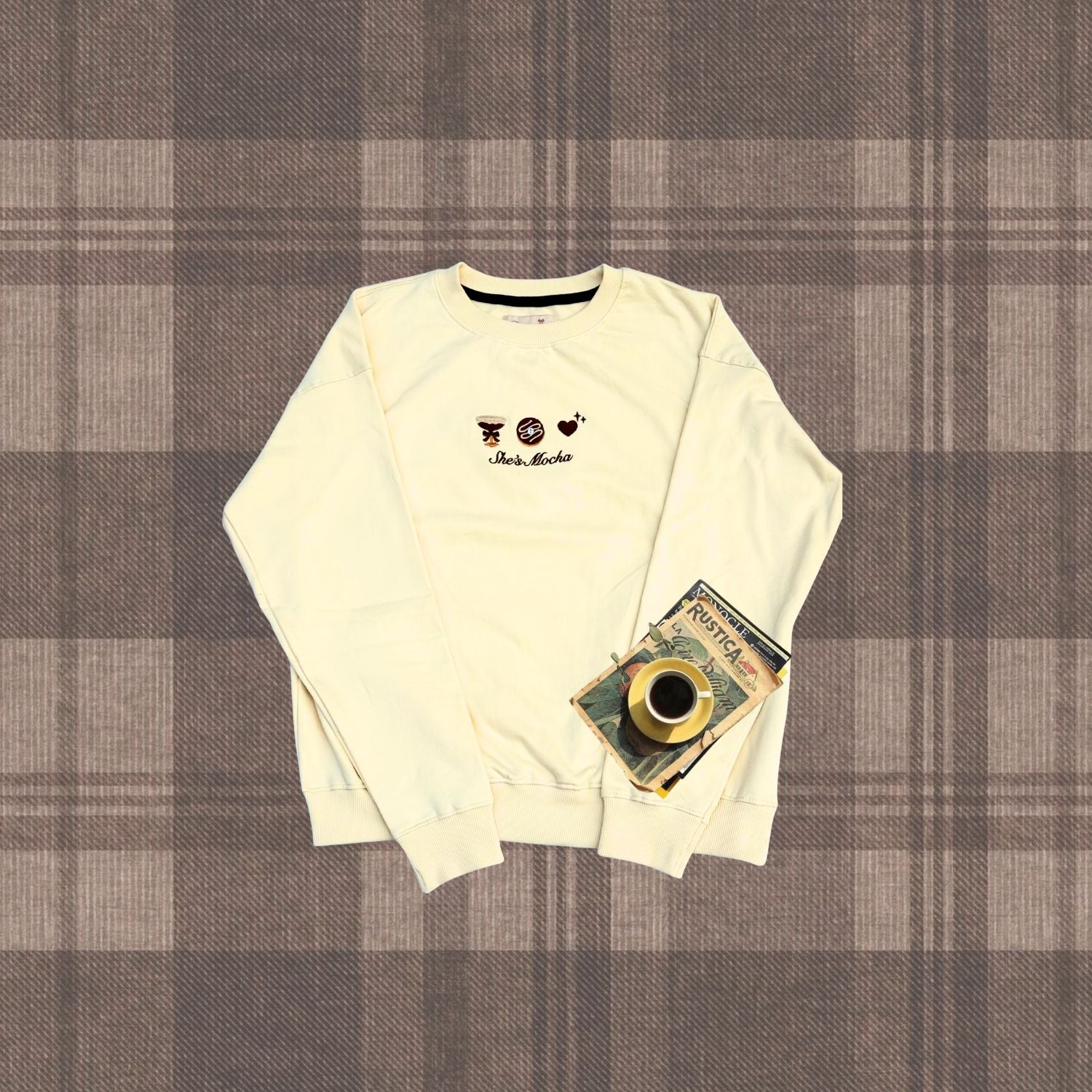 She's Mocha Embroidered Sweatshirt