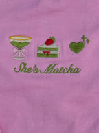 She's Matcha Embroidered Sweatshirt