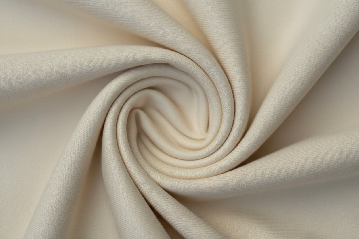 Close-up of beige fabric with folds