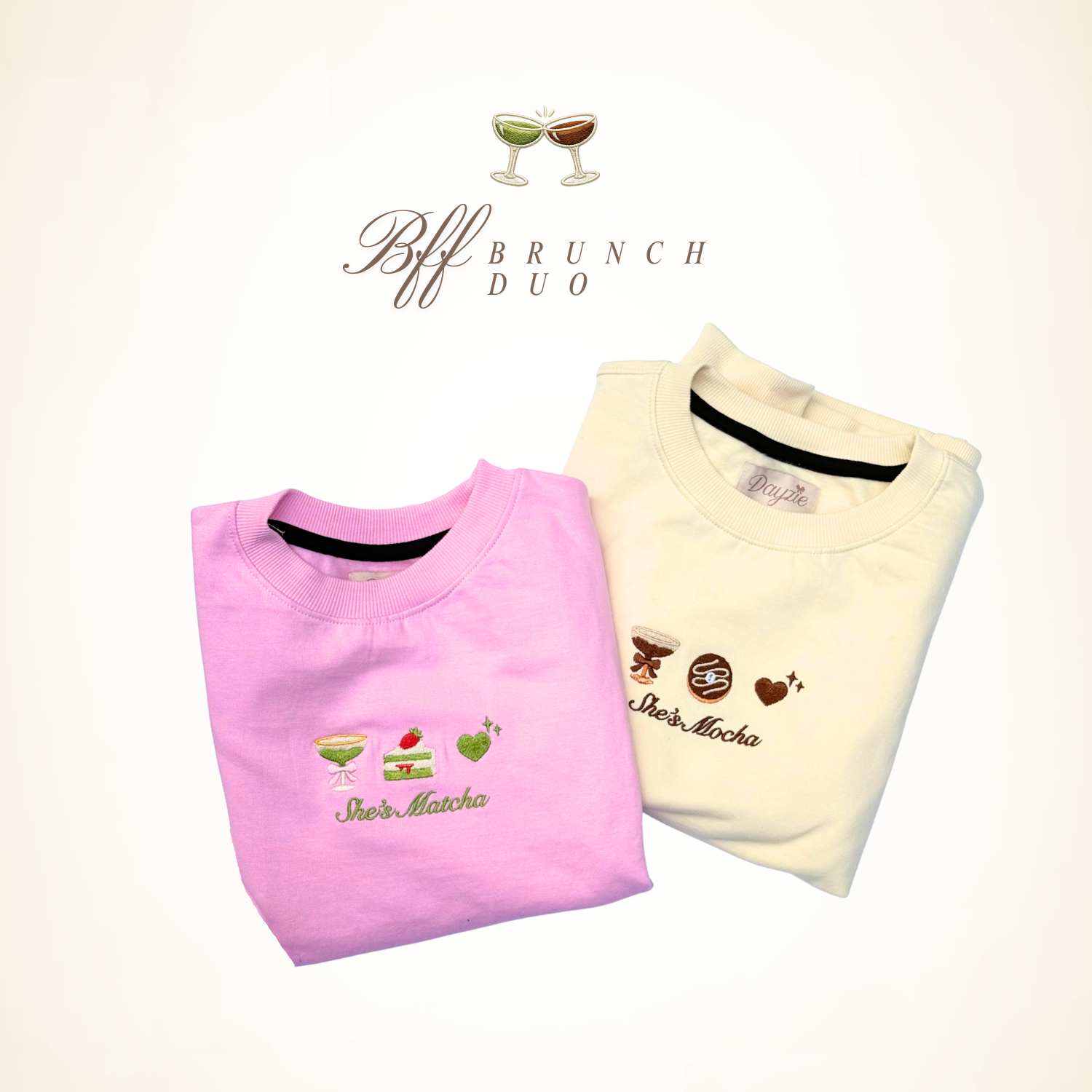 She's Matcha Embroidered Sweatshirt