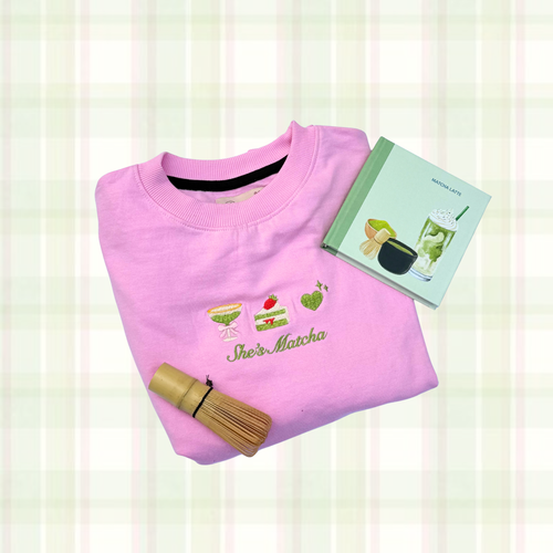 She's Matcha Embroidered Sweatshirt