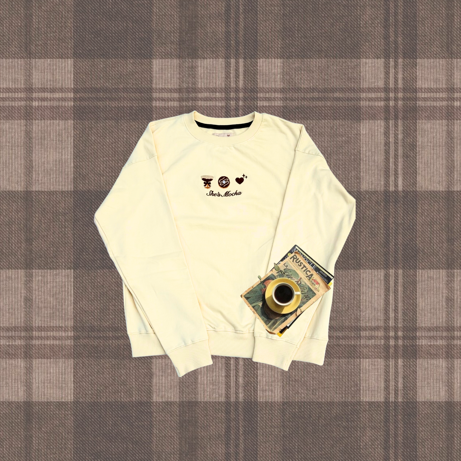 She's Mocha Embroidered Sweatshirt